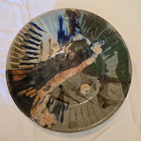Studio Art Pottery Stoneware Plate 9.5" Glazed Art Handmade - Picture 2 of 7